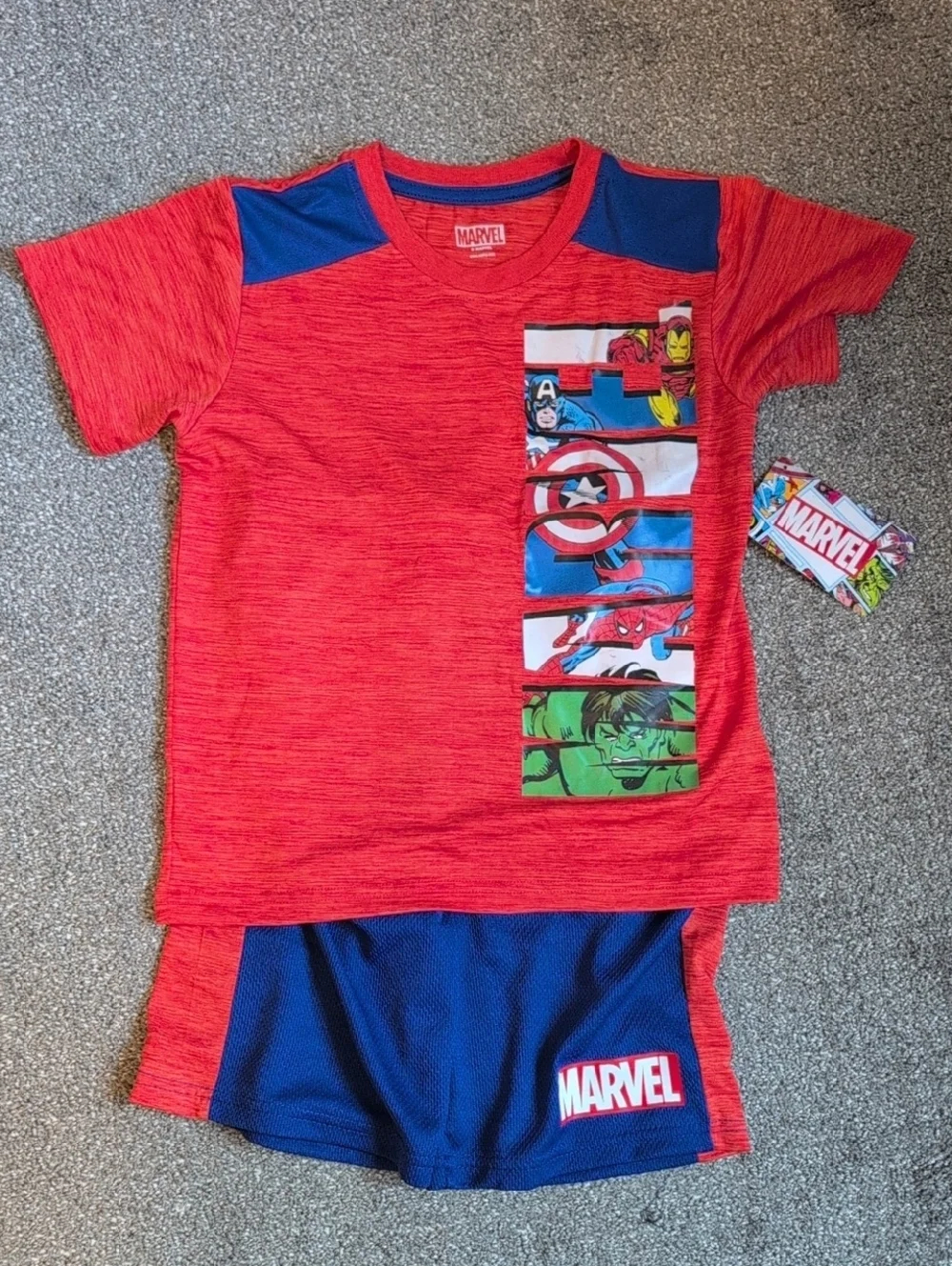 Marvel Red & Blue Boys' Superhero Tee and Shorts Set NWT